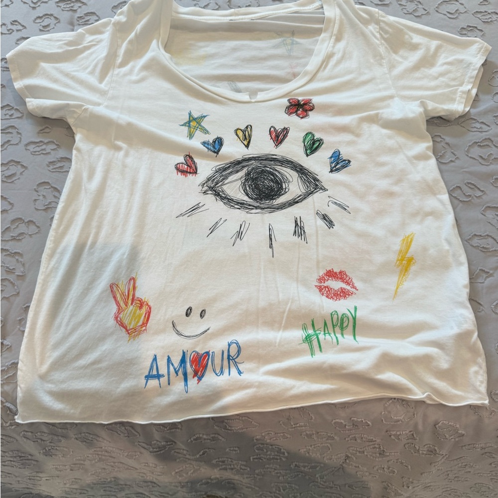 Lauren Moshi White Graphic Tee
